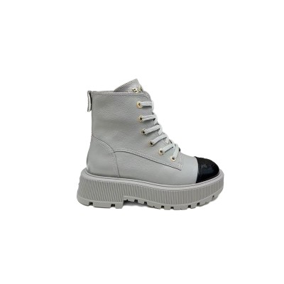 CHANEL LEATHER LACE UP BOOTS G45124